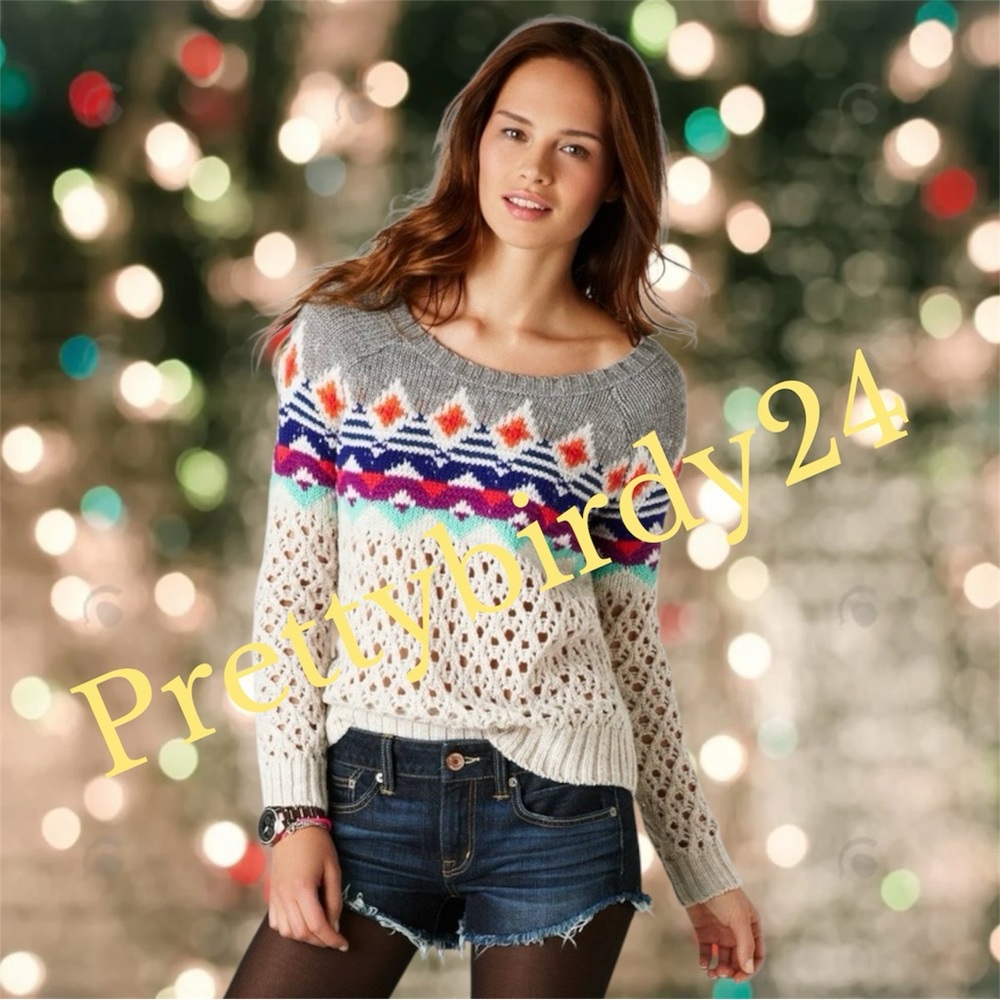 Retro AEO Tribal Fair Isle Knit Sweater